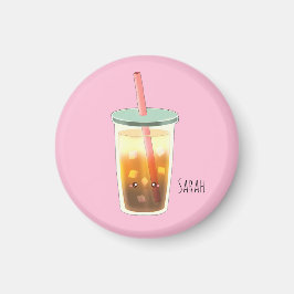 クリーム発泡磁石付きキャラメルアイスコーヒー マグネット