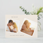 クリーム白い枠モダン3シンプル枚の写真 セーブザデート (スタンド正面)