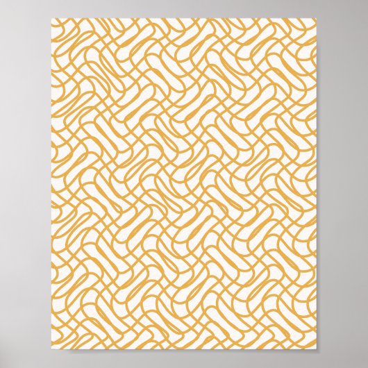 クリーム白と黄色の抽象芸術線パターン ポスター (正面)