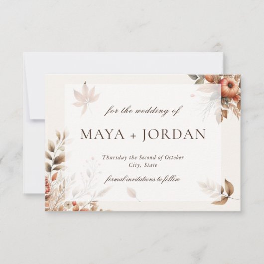 クリーム秋のカボチャ収穫日除く セーブザデート (正面)