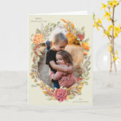 クリーム秋の花模様感謝記念撮影 カード (黄色い花)