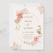 クリーム穏やかなフローラエレガントな結婚式 招待状 (正面)