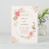クリーム穏やかなフローラエレガントな結婚式 招待状 (スタンド正面)