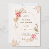 クリーム穏やかなフローラエレガントベビーシャワー 招待状 (正面)