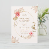 クリーム穏やかなフローラ エレガント 招待状 (スタンド正面)