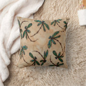 クリーム素朴ドラゴンフライ クッション (ブランケット)