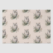 クリーム素朴フクロウと花 薄葉紙 (正面)