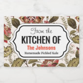 クリーム素朴状の背景にヴィンテージペイズリーの花 フードラベル (シングルラベル)