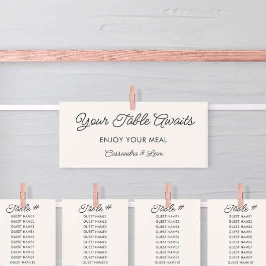 クリーム結婚のぶら下がった座席表ヘッダーカード 招待状