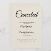 クリーム結婚のキャンセル·アナウンス·カエレガントード 招待状 (正面/裏面)