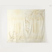 クリーム結婚バックグラウンドのゴールデンフローラ タペストリー (正面(横))