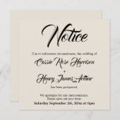 クリーム結婚延期のお知らせ 招待状 (正面/裏面)