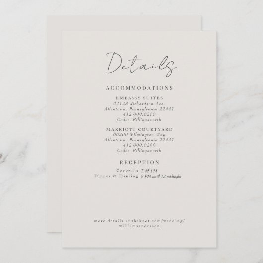 クリーム結婚詳細の葉囲い 招待状 (正面/裏面)