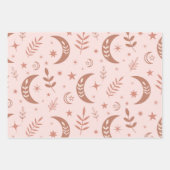 クリーム自然に茶色のボーホムーン模様 ラッピングペーパーシート (正面2)