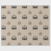 クリーム色および黒いシャンデリア ラッピングペーパー (フラット)