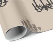 クリーム色および黒いシャンデリア ラッピングペーパー (ロールコーナー)