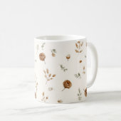 クリーム色とブラウンの花 コーヒーマグカップ (正面右)