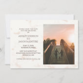 クリーム色とベージュの結婚式フォトウェブサイト セーブザデート (正面)