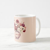 クリーム色と赤のラナンキュラス 花 コーヒーマグカップ (正面右)