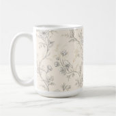 クリーム色のおしゃれな花柄 コーヒーマグカップ (左)