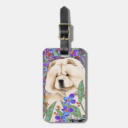 クリーム色のろうけつ染めの食事の荷物のラベル ラゲッジタグ (正面縦)