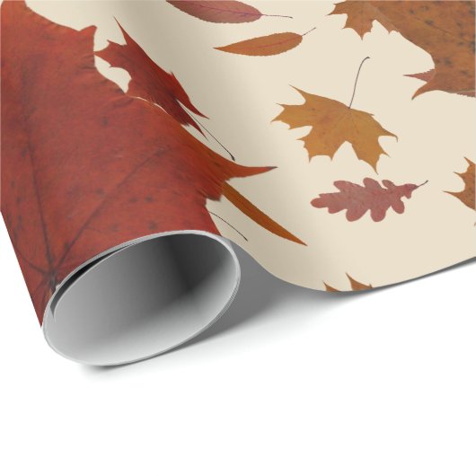 クリーム色のカスタムな色の金紅葉 ラッピングペーパー (ロールコーナー)