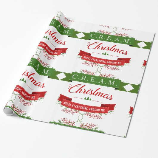 クリーム色のクリスマスは私のまわりですべてを支配します! ラッピングペーパー (アンロールド)