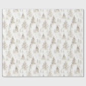 クリーム色のクリスマスツリー ラッピングペーパー (フラット)