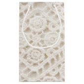 クリーム色のクロチェットレースデザイン スモールペーパーバッグ (裏面)