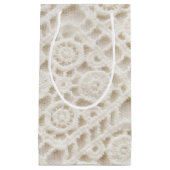 クリーム色のクロチェットレースデザイン スモールペーパーバッグ (正面)