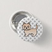 クリーム色のケアン・テリアの犬のイラスト 缶バッジ (正面&裏面)