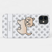 クリーム色のケアン・テリア かわいいキャラクター犬 + 名前 Case-Mate iPhoneケース (裏面(横))