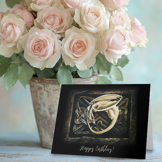 クリーム色のケルトアートドラゴン幻想 カード