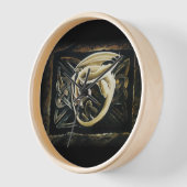 クリーム色のケルトアートドラゴン幻想 壁時計 (傾斜)