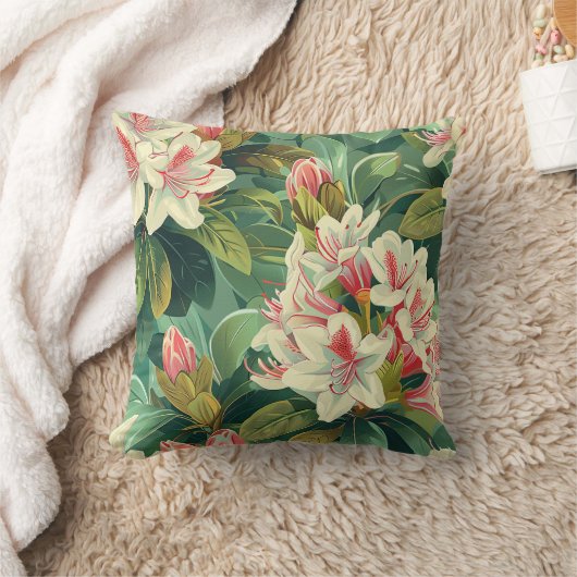 クリーム色のシャクナゲの花の花の花びら クッション (ブランケット)