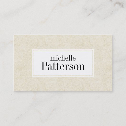 クリーム色のスエードの一見の質のモダンな名刺 名刺 (正面)