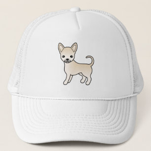 クリーム色のスムースコートチワワ かわいいキャラクターデザインの犬 キャップ