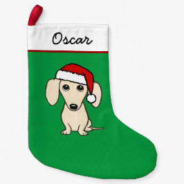 クリーム色のダックスフント サンタ かわいいウィーンダッグ スモールクリスマスストッキング