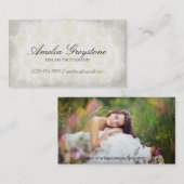 クリーム色のダマスク織のエレガントなヴィンテージの名刺 名刺 (正面/裏面)