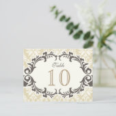 クリーム色のダマスク織のテーブル数郵便はがき ポストカード (スタンド正面)