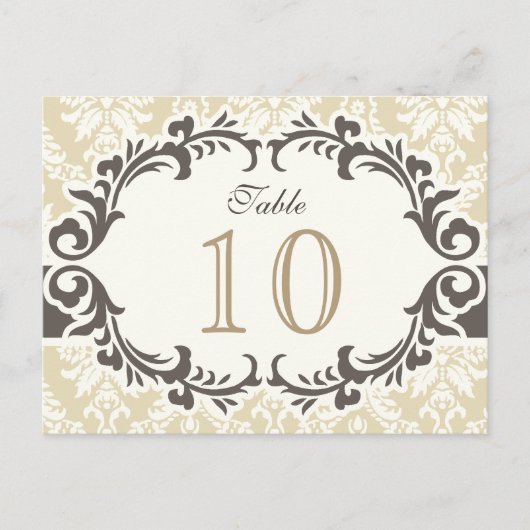 クリーム色のダマスク織のテーブル数郵便はがき ポストカード (正面)
