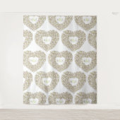 クリーム色のチューリップのモノグラム ウェディングバックドロップ タペストリー (正面)