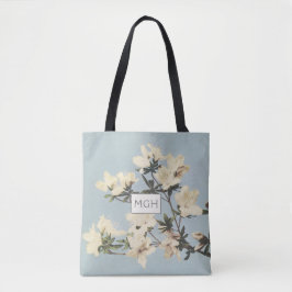 クリーム色のツツジの花のモノグラム トートバッグ