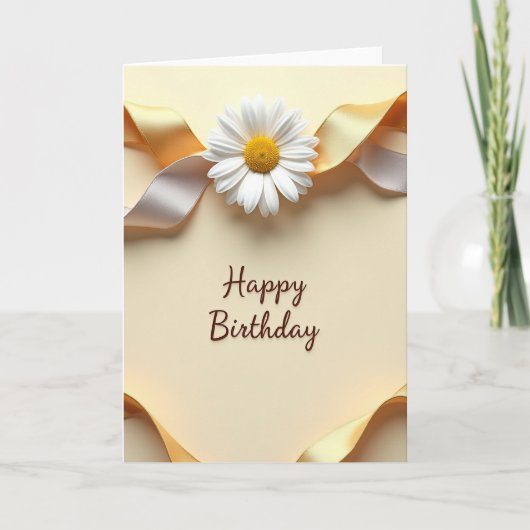 クリーム色のデイジーの誕生日カード カード (正面)