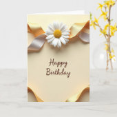 クリーム色のデイジーの誕生日カード カード (黄色い花)
