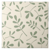 クリーム色のデザインの大きい分類された緑の葉 タイル (正面)