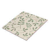 クリーム色のデザインの大きい分類された緑の葉 タイル (側面)