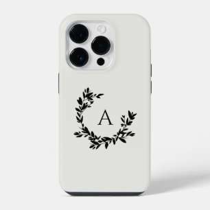 クリーム色のナチュラルなモノグラムイニシャル iPhone 14 PROケース