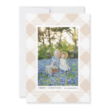 クリーム色のバッファローチェック柄のホリデー写真