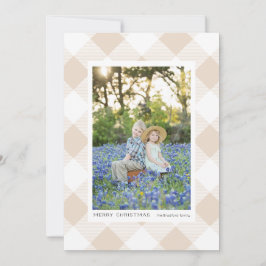 クリーム色のバッファローチェック柄のホリデー写真